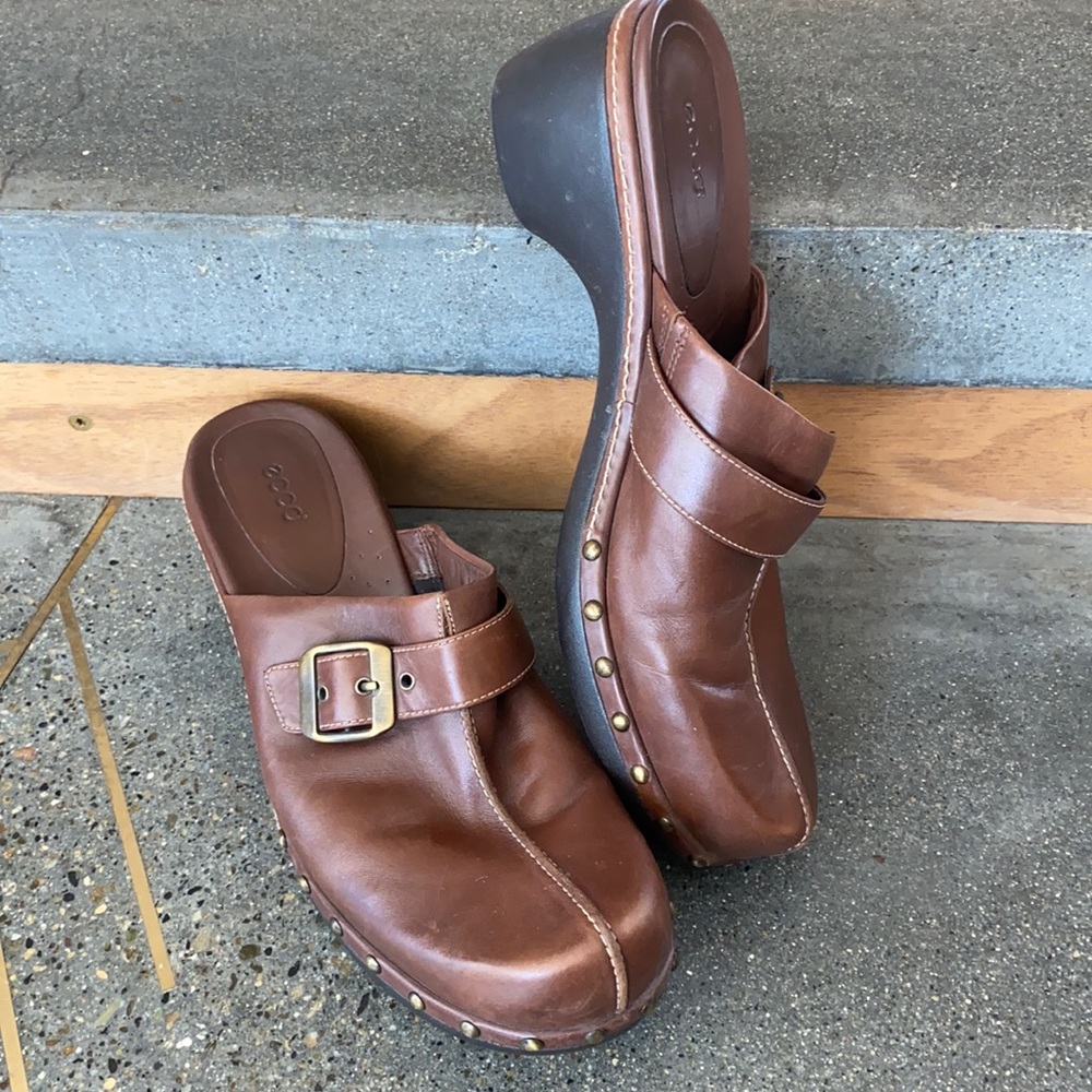 ECCO Brown Buckle Clogs Mule Shoes Women's 42 11